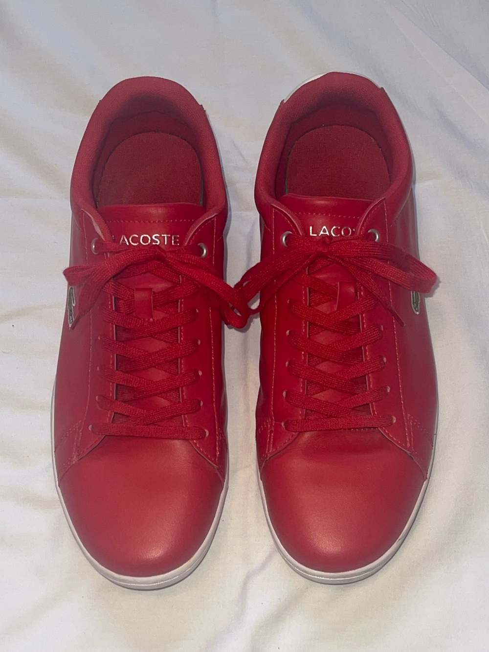 Lacoste Men's Red Low-Top Leather Sneakers